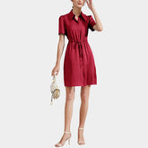 Ladies Short Button Down Silk Dress